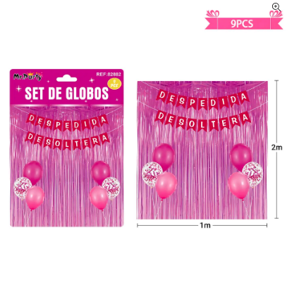 Set de globos con cortina y guirnalda 9pcs