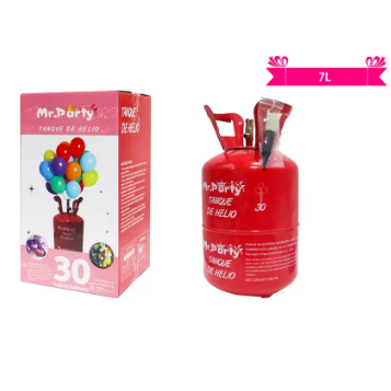 Tanque de helio para 30 globos rojo 7L