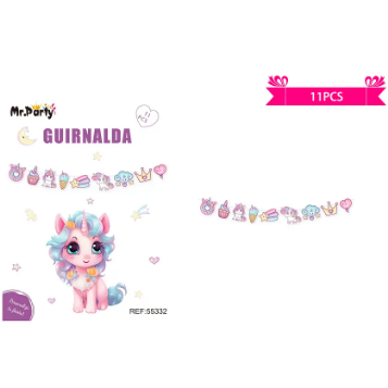 Guirnalda de unicornio 9pcs