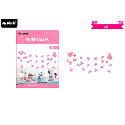 Guirnaldas mini estrella rosado