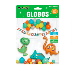 Set de globos látex con dinosaurios 47pcs