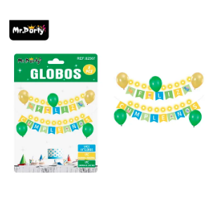 Set de globos látex y guirnalda de dinosaurio con luz 8pcs