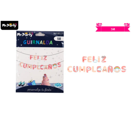 Guirnaldas feliz cumpleaños rosado