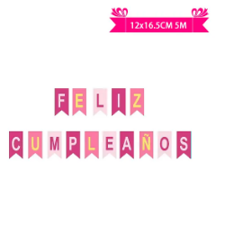 Guirnaldas 5m feliz cumpleaños rosado