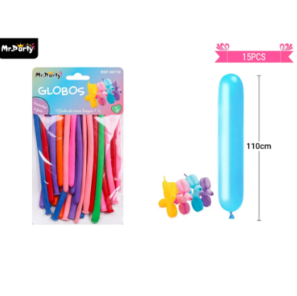 Globos largos colores surtidos 110cm 15pcs