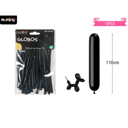 Globos largos negro 110cm 15pcs