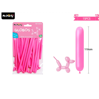 Globos largos rosa 110cm 15pcs